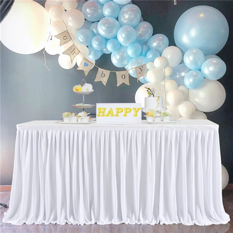 Party Table Skirt Birthday Pleated Dessert Tablecloth Cover Wedding Festive Table Skirting Baby Shower Home Hotel Table Decor