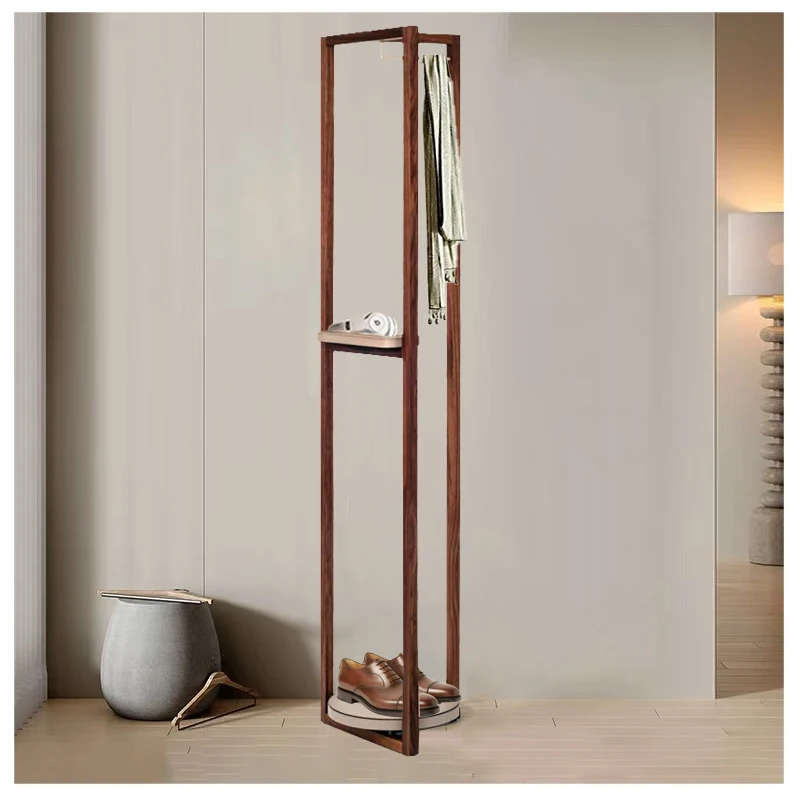 New simple home coat shoe rack for bedrooms, with walnut frame multifunctional double-layer leather suitcase