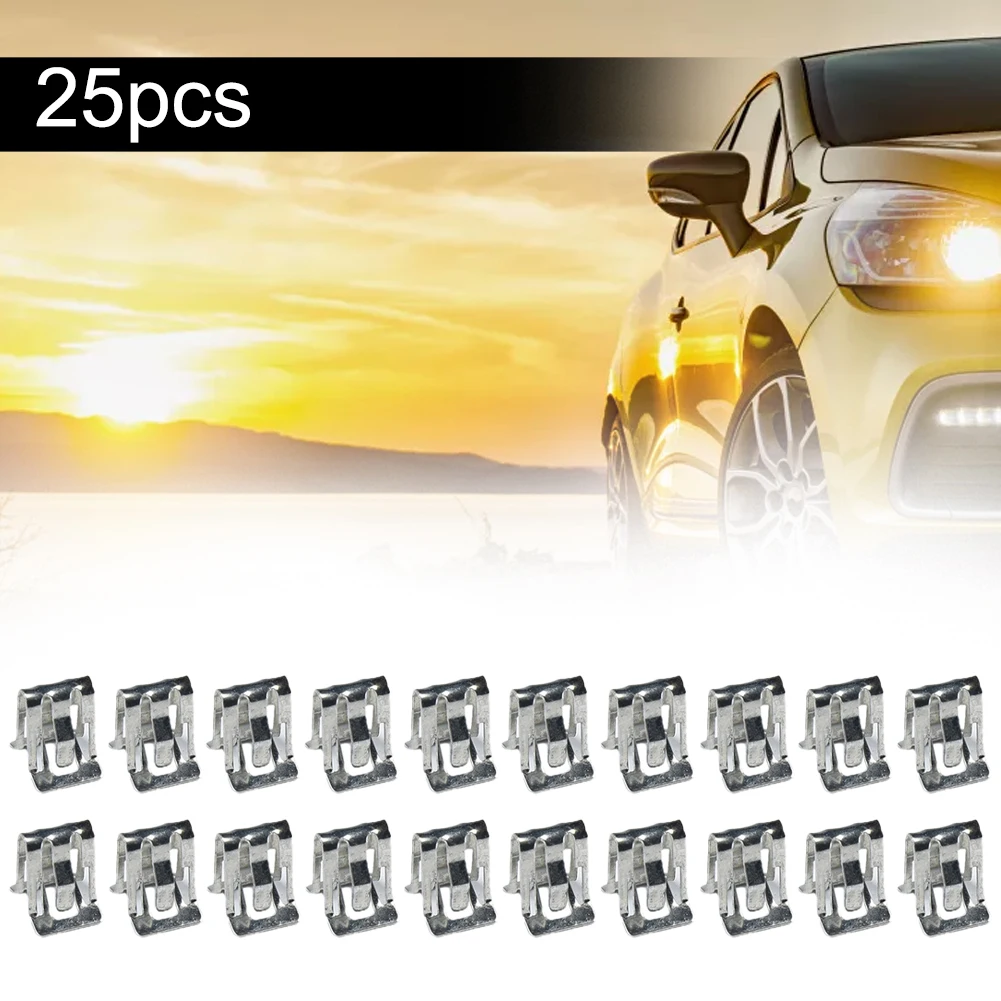 25Pcs Metal Fastener Clips 1/2 X 5/8 Car Retainer Moulding Trim Accessories Dashboard Side Panel Audio Clips