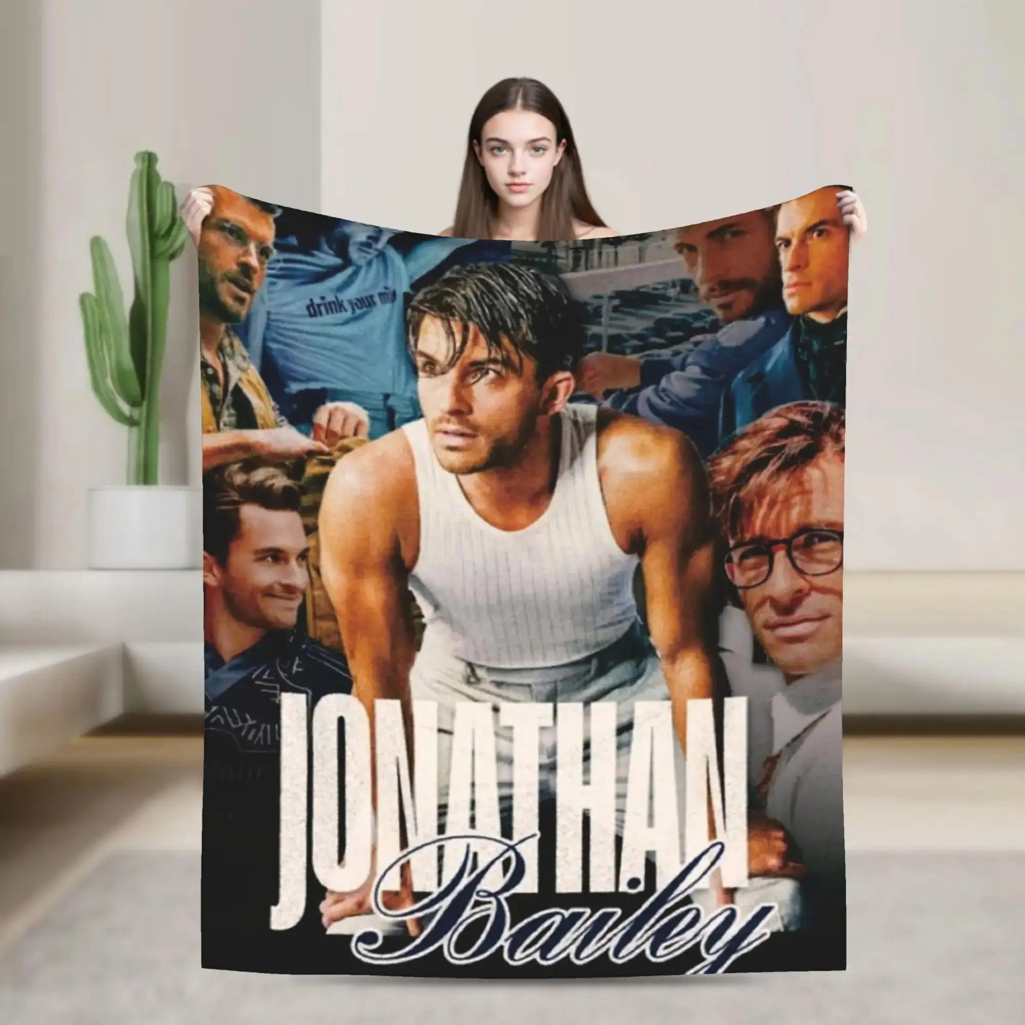 

Плед с ретро-принтом Джонатана Бейли, мягкий и теплый, для зимнего домашнего декора, покрывало, унисекс дизайн