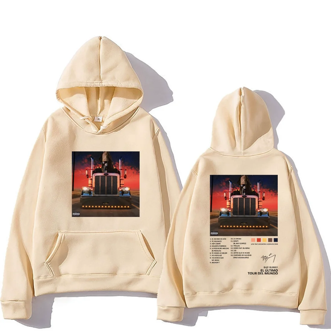 Bad Bunny Autumn Winter 2025 Graphics Hoodie Men Women's pullover vintage Fleece clothes fashion Long sleeve hip hop streetwear