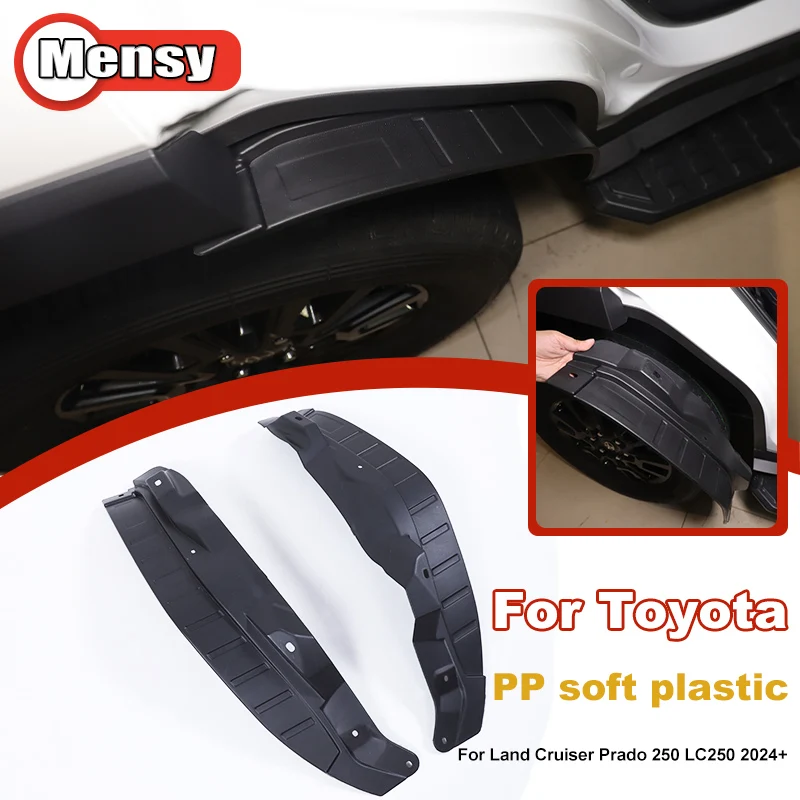 For Toyota Land Cruiser Prado 250 LC250 2024+ Black Car Rear Wheel Splash Fender Car Exterior Protection Accessories 2Pcs