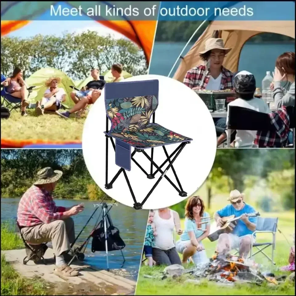 Faltbarer Leichter Outdoor-Loungesitz, Oxford-Stoff Campingstuhl mit Seitentasche für Strand & Angeln – Detail 3