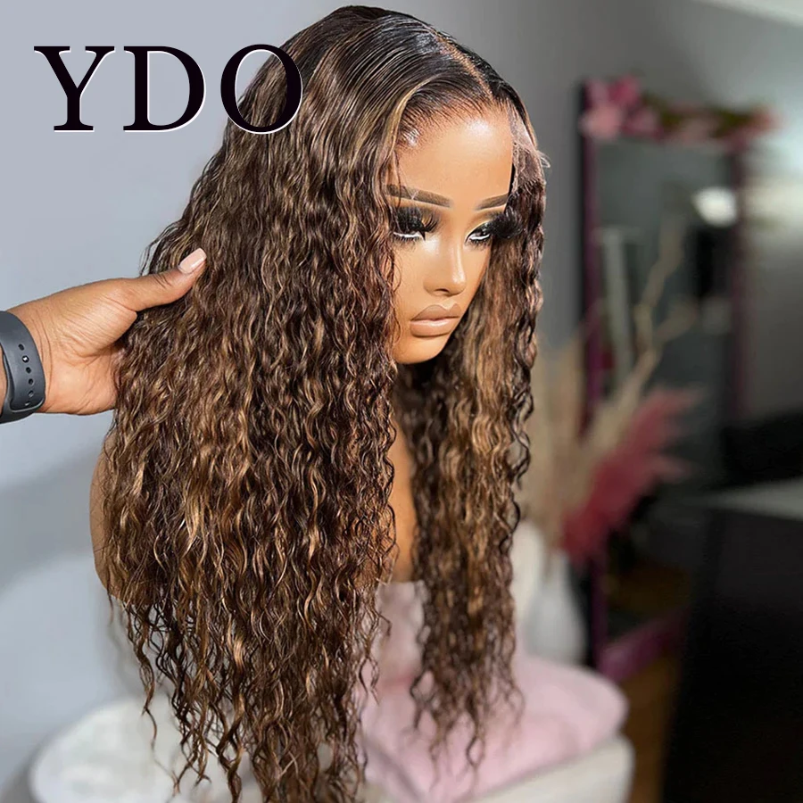 Glueless 6x6HD Lace Wigs Highlight Curly HD Lace Frontal Wig Water Wave 4/27 Highlight Colored Wear Go HD Lace Wigs For Women