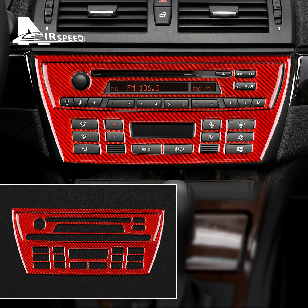 Real Soft Carbon Fiber For BMW X3 E83 2004 2005 2006 2007 2008 2009 2010 Center Air Conditioning AC CD Console Panel Sticker
