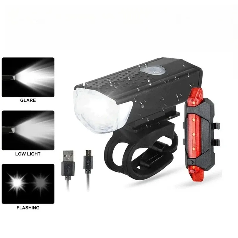 Mountain Bike Accessories Headlights USB Rechargeable LED Headlight Water Resistant Outdoor Equipment Night Safety Warning Light