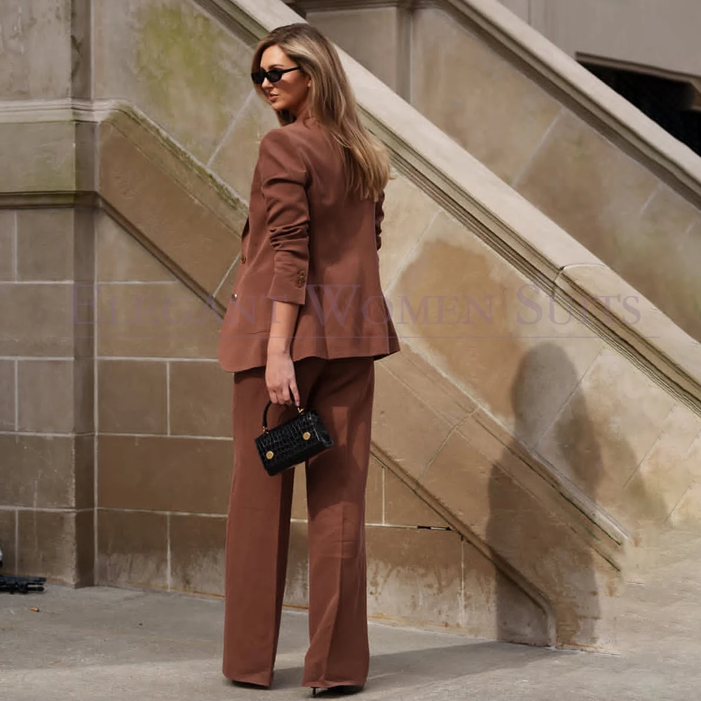 Formal Office Lady 2 Piece Jacket Pants Customzied Single Breasted Notch Lapel Women's Suits Customzied Female Clothing Blazer