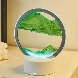 3D Flowing Sand Painting Lamp Creative Moving Sand Art Picture Round Glass Sandscape Hourglass Quicksand Lamp Home Decoration