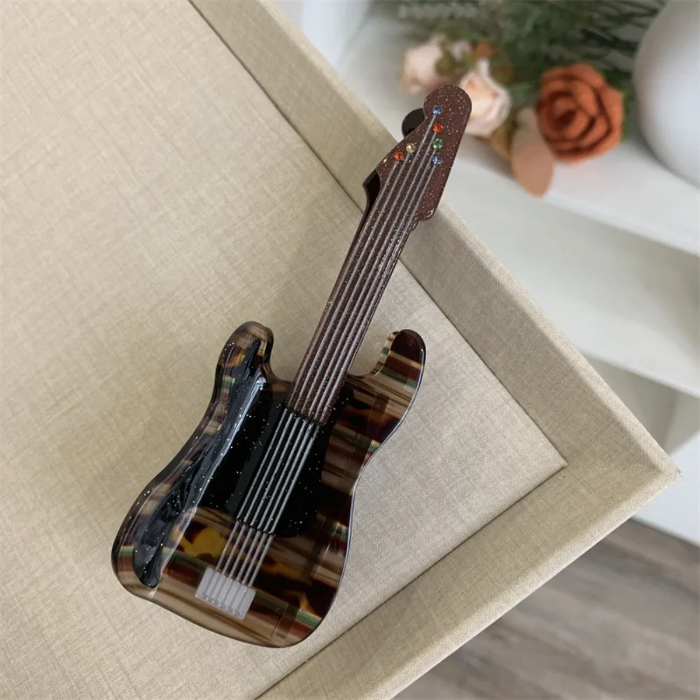 

Creative Acetic Acid Acetate Guitar Hair Claw Video Tape Violin Music Hair Clip Hair Accessories Grab Clip Big Shark Clip Girl