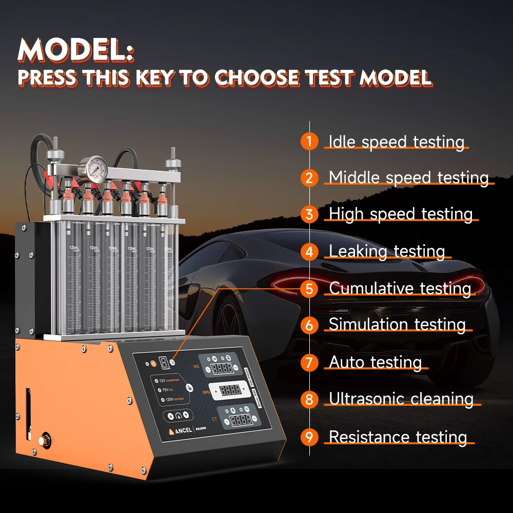 ANCEL ANJ600 GDI Piezo Fuel Injector Cleaner Machine Tester Cars Motorcycles Injection Nozzle Cleaning Test Ultrasonic Cleaning