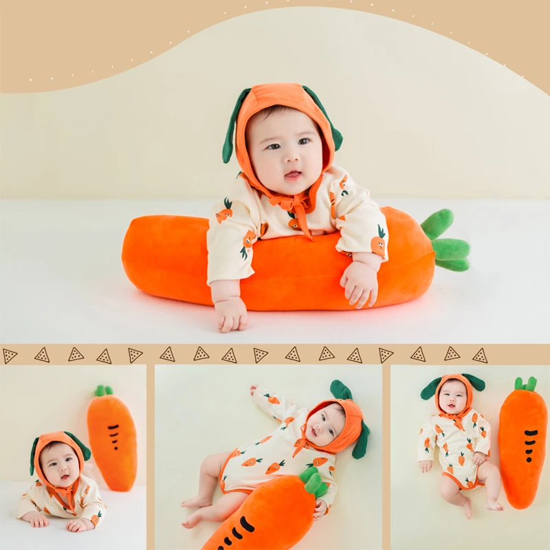 

Babys Hundred Day Photo Clothing Studio Art Photography Theme Prop Radish Little Rabbit shooting bebe fille 아기 코스프레