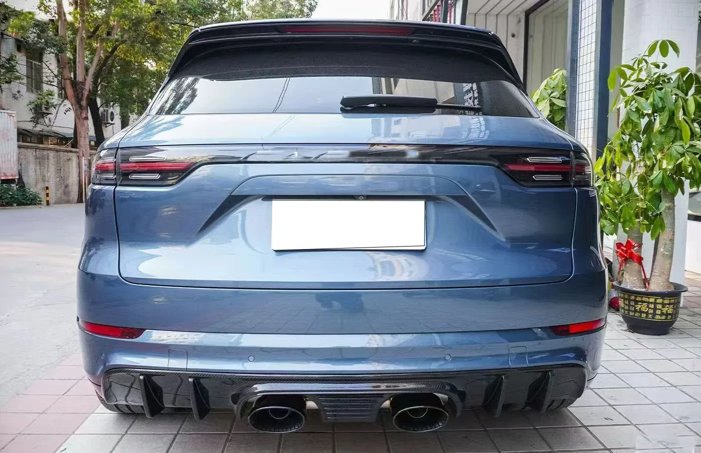 New 18-25 for Cayenne 9Y0 Dry Carbon Fiber Bumper with Exhaust Rear Lip Bolt-On Retrofit Upgrade-Yaochi Brand 1 Year Warranty