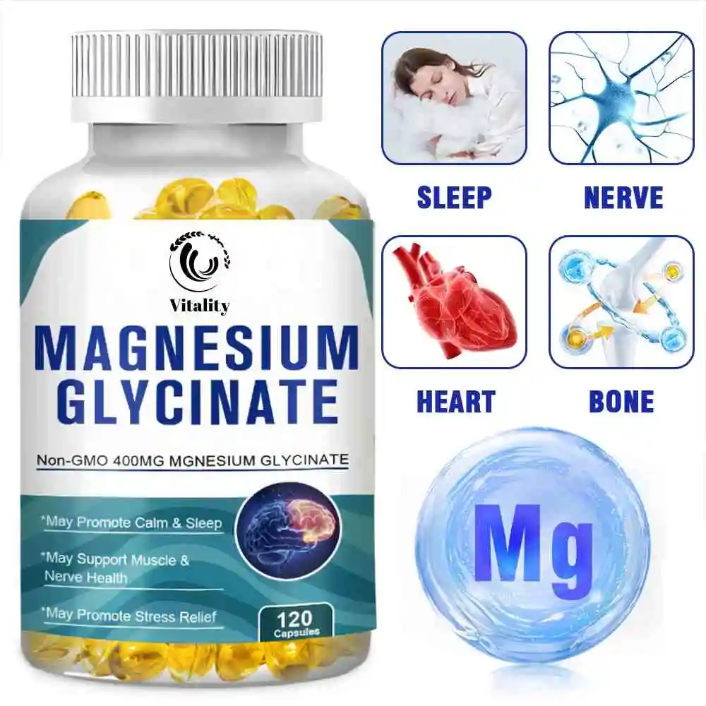 Magnesium Glycinate Capsules 400mg High Absorption Bone Support Health Care Mineral Supplement Promotes Muscle Gel 120 Capsules