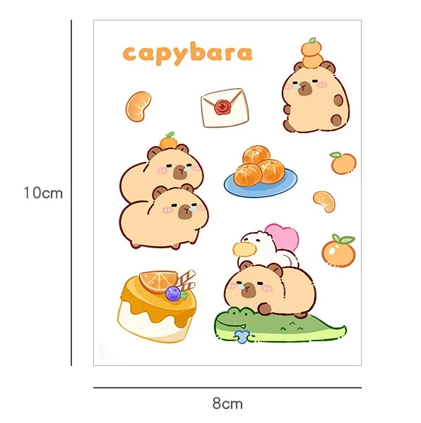 4Pcs Capybara PVC Sticker Animal Stickers Cartoon Sticker Stationery Wholesale birthday gift