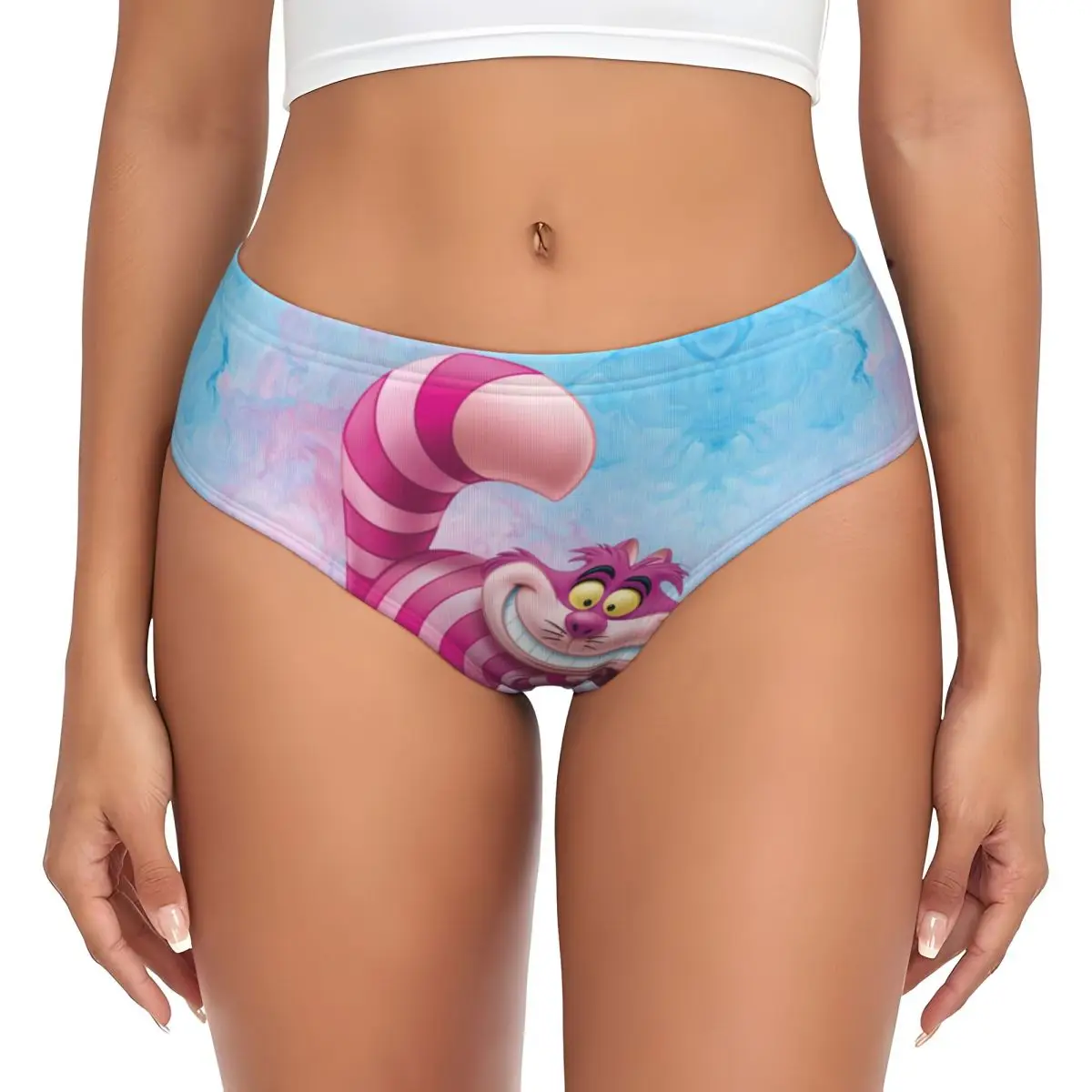 Mutandine brevi personalizzate Cheshire Cat Manga da donna Comfort Stretch Alice nel paese delle meraviglie Intimo