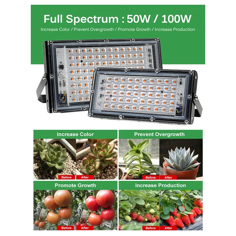 AB09-LED Grow Light Full Spectrum Phyto Lamp For Plants 100W LED Grow Lamp Phytolamp Greenhouse Growth Lighting