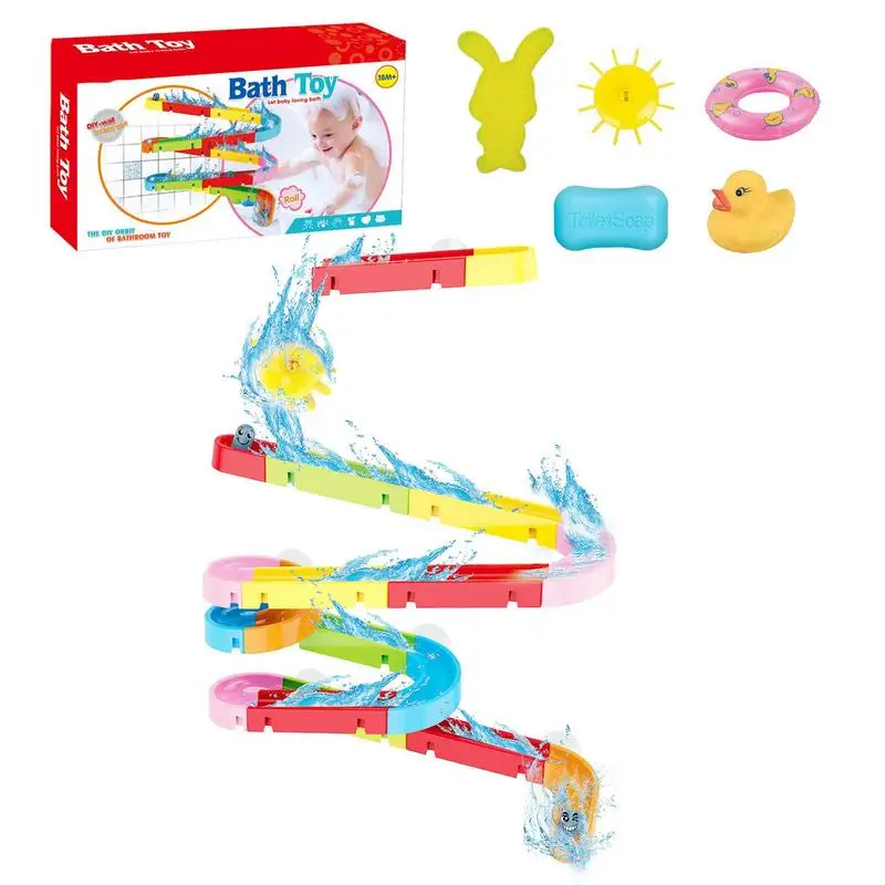 

Bathtub Water Slide Toy 39pcs Water Spray Bath Toy DIY Track Building Set Assembled Slide Water Track Blocks Set For Girls