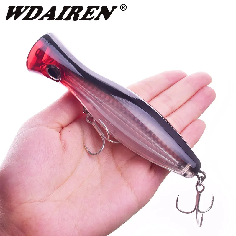 

1 Pcs Top water Trolling Sea Fishing Lures 12cm 42g Big Popper Wobblers Laser Plastic Artificial Bait for Tuna Sea Bass Tackle