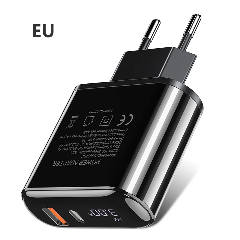 18W USB C PD Fast Charger QC 3.0 Portable Wall Adapter for i