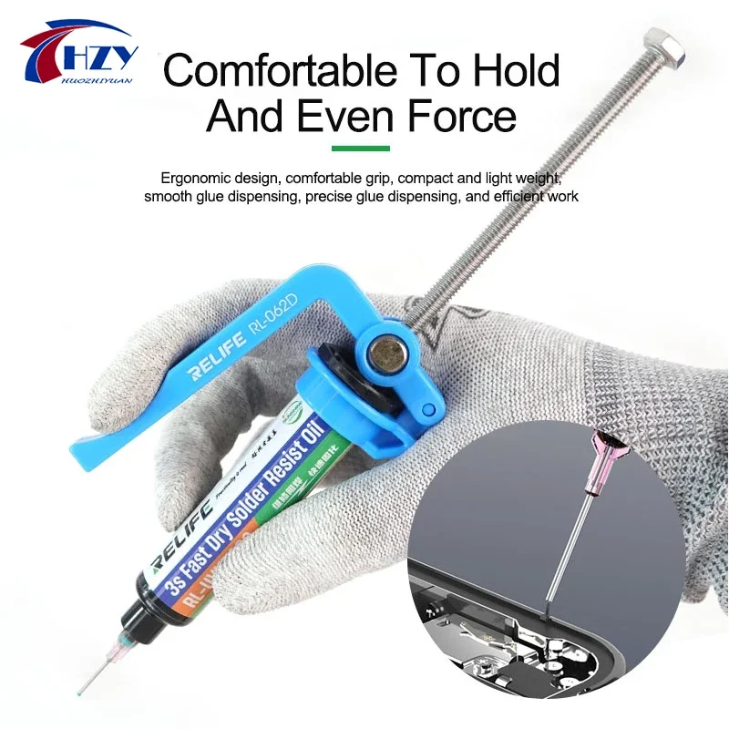 RELIFE 5CC ~ 10CC الصنوبري تدفق برميل الطارد دليل توفير العمالة الغراء بندقية لزيت لحام الحقنة ، الغراء لإصلاح PCB SMD #1