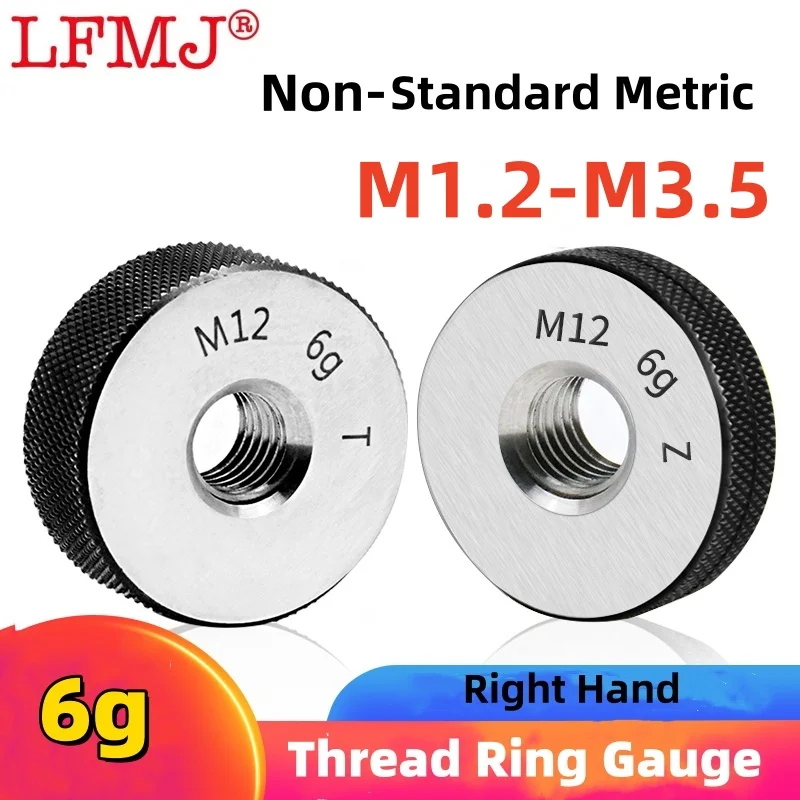 

1SET(1*GO+1*NOGO)6g Non-Standard Metric Fine Tooth Thread Ring Gauge Accuracy Measure Tool M1.2M1.4M2.0M2.2M2.3M2.5M3M3.5