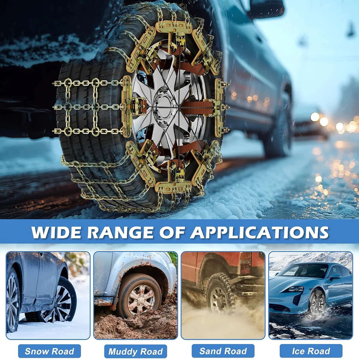 4/8pcs Anti-Skid Snow Chains For Car Motorcycles Tire Chains Winter Snow Ice Mud Road Bad Terrain Wheels Anti-slip Safety Chains