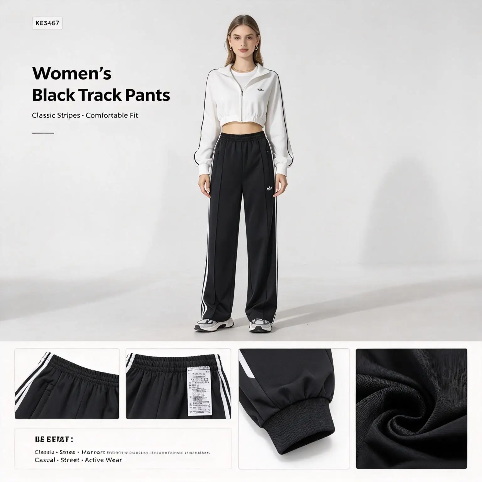 Adidas FBIRD LOOSE TP KB2467 Originals Women's Sports Fashion Loose Casual Fitness Straight-Leg Long Pants