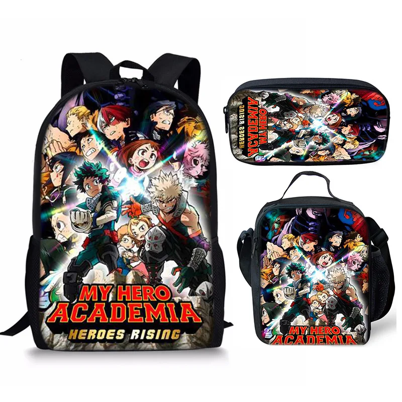 Classic Creative My Hero Academia 3D Print 3pcs/Set pupil School Bags Laptop Daypack Backpack Lunch bag Pencil Case