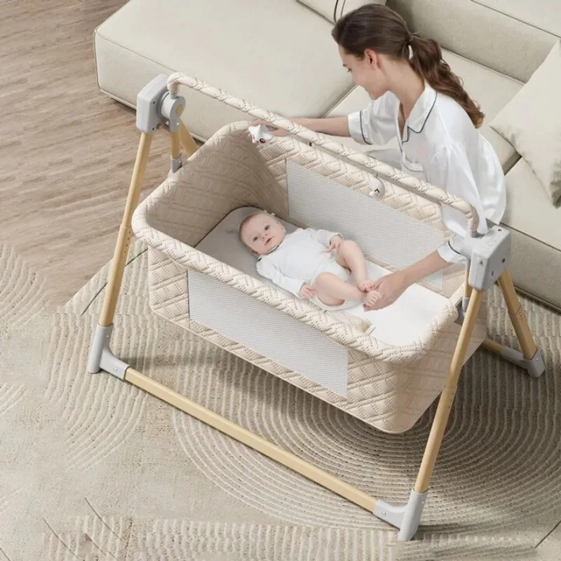 

Foldable multifunctional electric bed, beige grid
