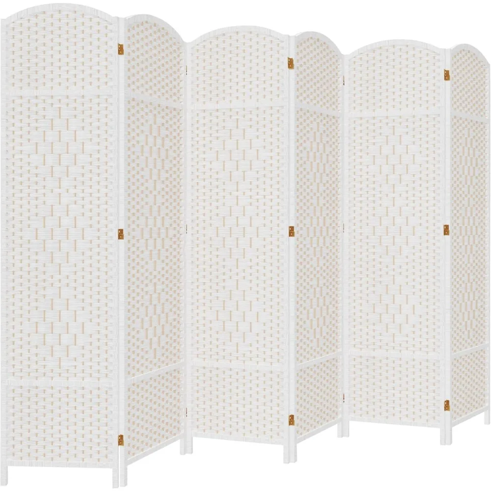 

6 Panel Room Divider, 6ft Tall Folding Privacy Screen, 360°Rotation, Hand-Woven Freestanding Wood Partition for Room S