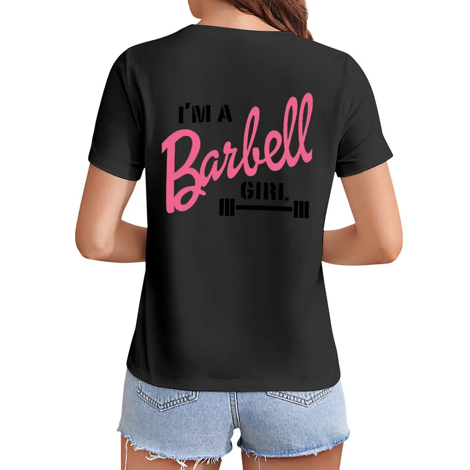 Kein Plastik, nur Stahl. Ich bin ein Lang hantel Mädchen T-Shirt erhabene koreanische Mode Tops für Frauen