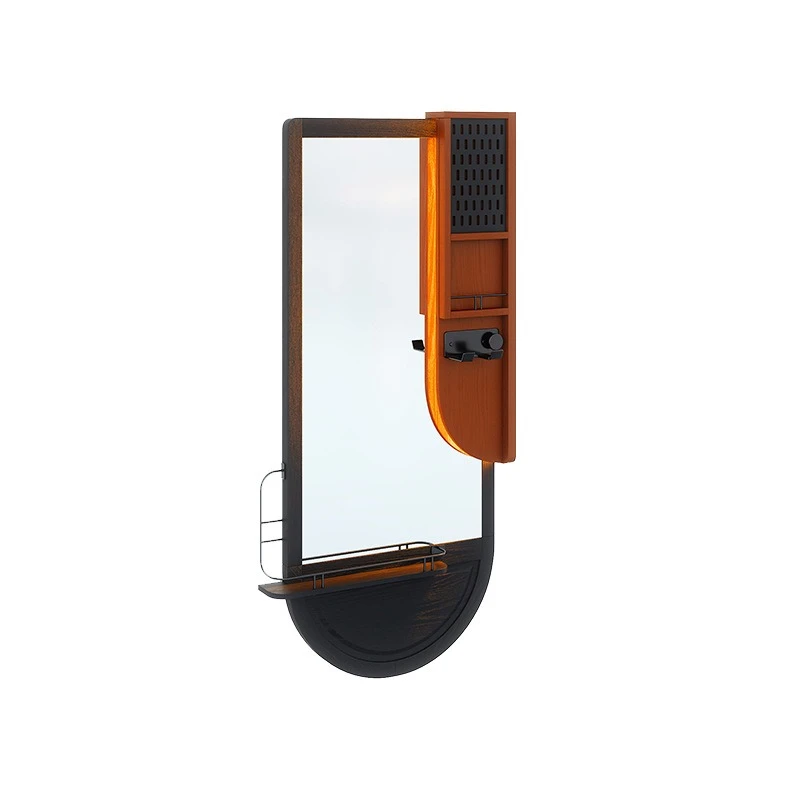 Retro full-body mirror, wall-mounted household porch wall-mounted fitting mirror rack integrated