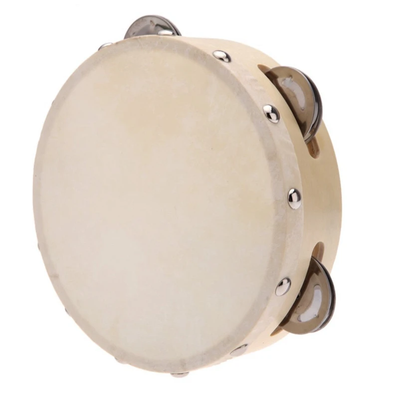 

6in Hand Held Tambourine Drum Bell Metal Jingles Percussion Musical Toy for KTV Party Kids Games