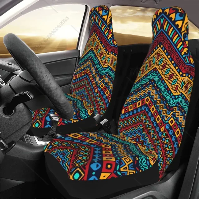 Styl Boho Kolorowy afrykański etniczny plemienny geometryczny uniwersalny pokrowiec na fotel samochodowy Przednie siedzenia Miękki, trwały ochraniacz na fotele kubełkowe