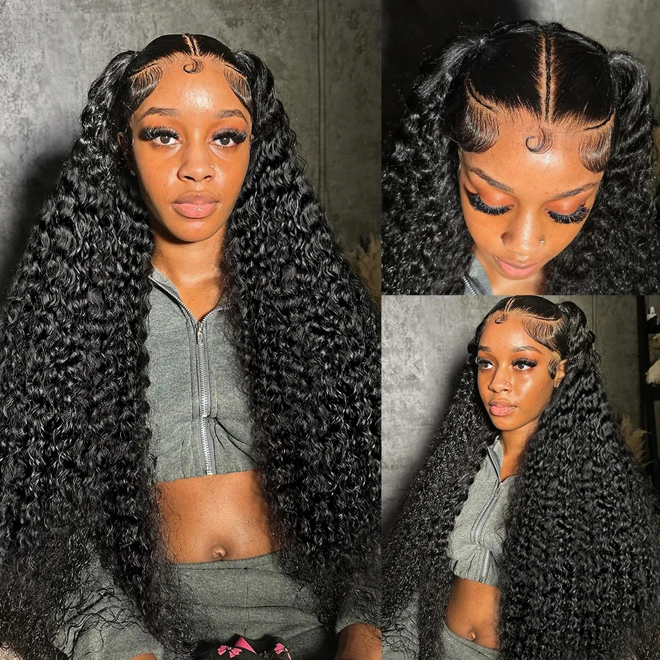 Glueless Deep Wave Lace Frontal Wig para mulheres negras, peruca de cabelo humano, 13x6 HD, peruca frontal transparente do laço, 200 densidade