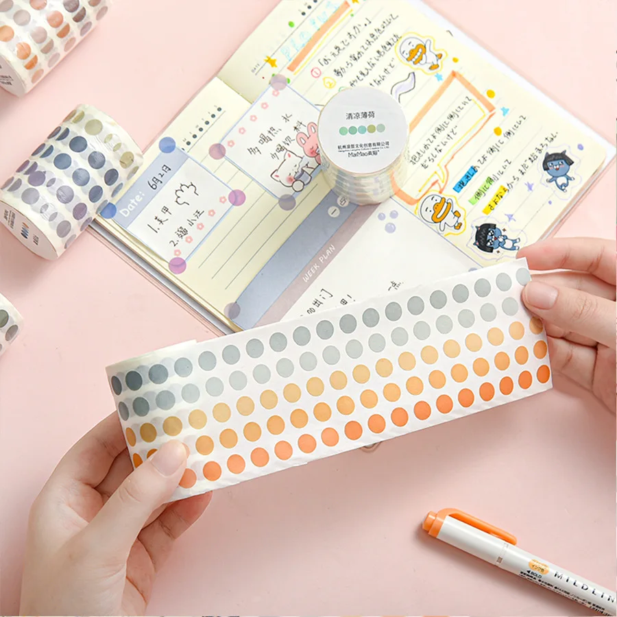 

Kawaii Colorful Dot Washi Tape Stationery Stickers Decoration Adhesive Masking Tape Korean School Supplies Diary Tape 8 Colors