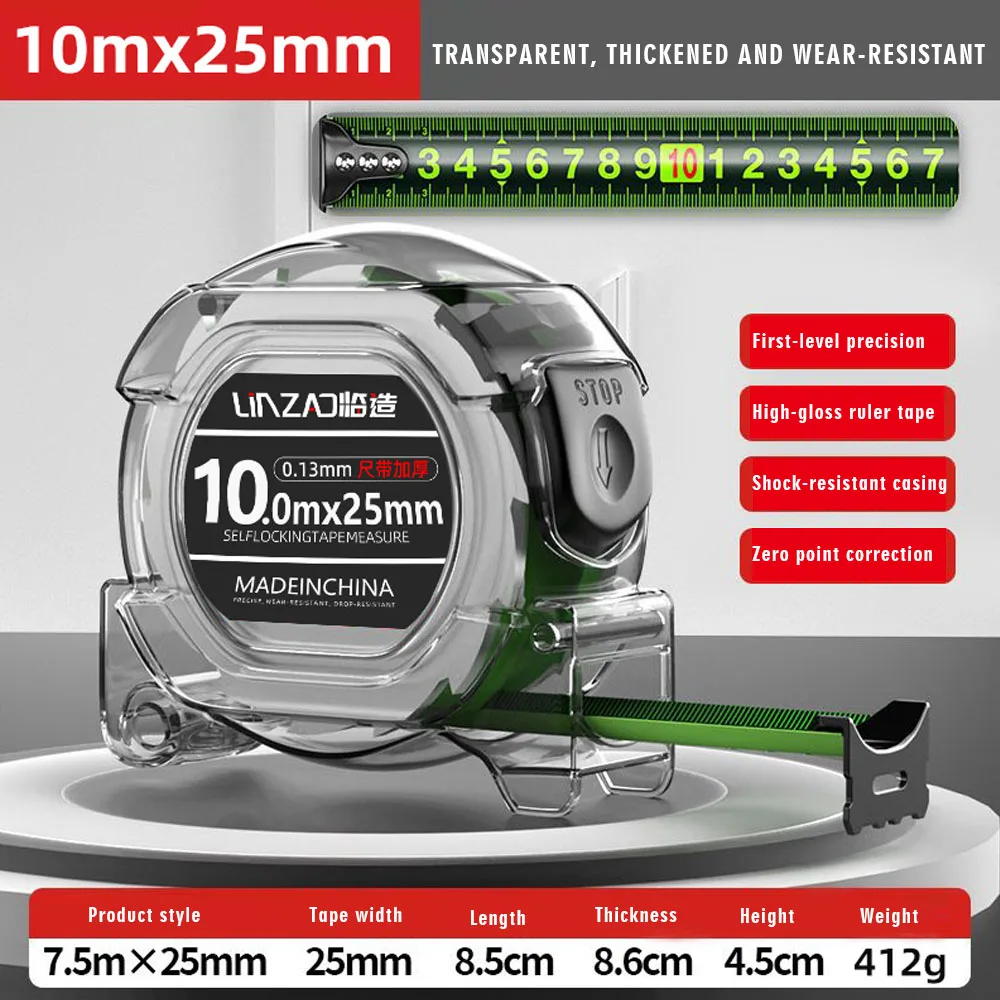 

High Precision Laser Inkjet Coding Box Self-Locking Tape Measure Measuring Tool Fluorescent Wide Meter Ruler Household Hand Tool