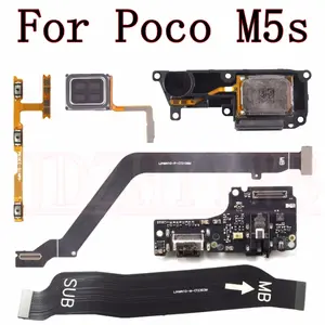 Bilashmart Xiaomi Poco M5s USB Charging Port Board Bottom Earpiece Loudspeaker Power Volume Motherboard Flex Cable