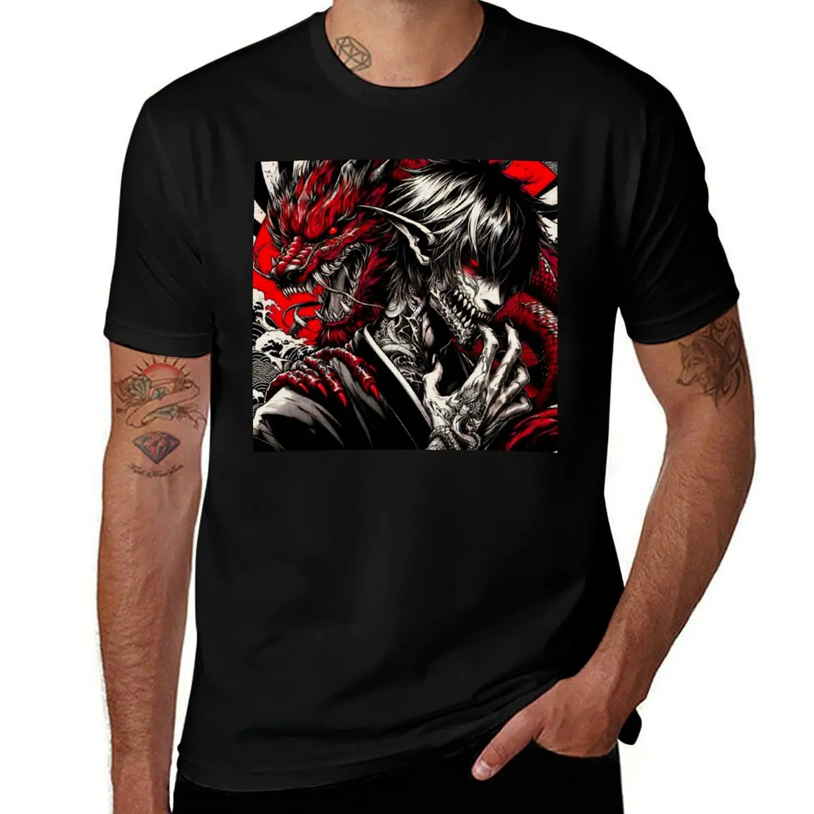 

brand shirts - man 100% shirts Red cotton Yokai Dragon t Ghoul t quality graphic t T-Shirt shirts tees luxury high man for man