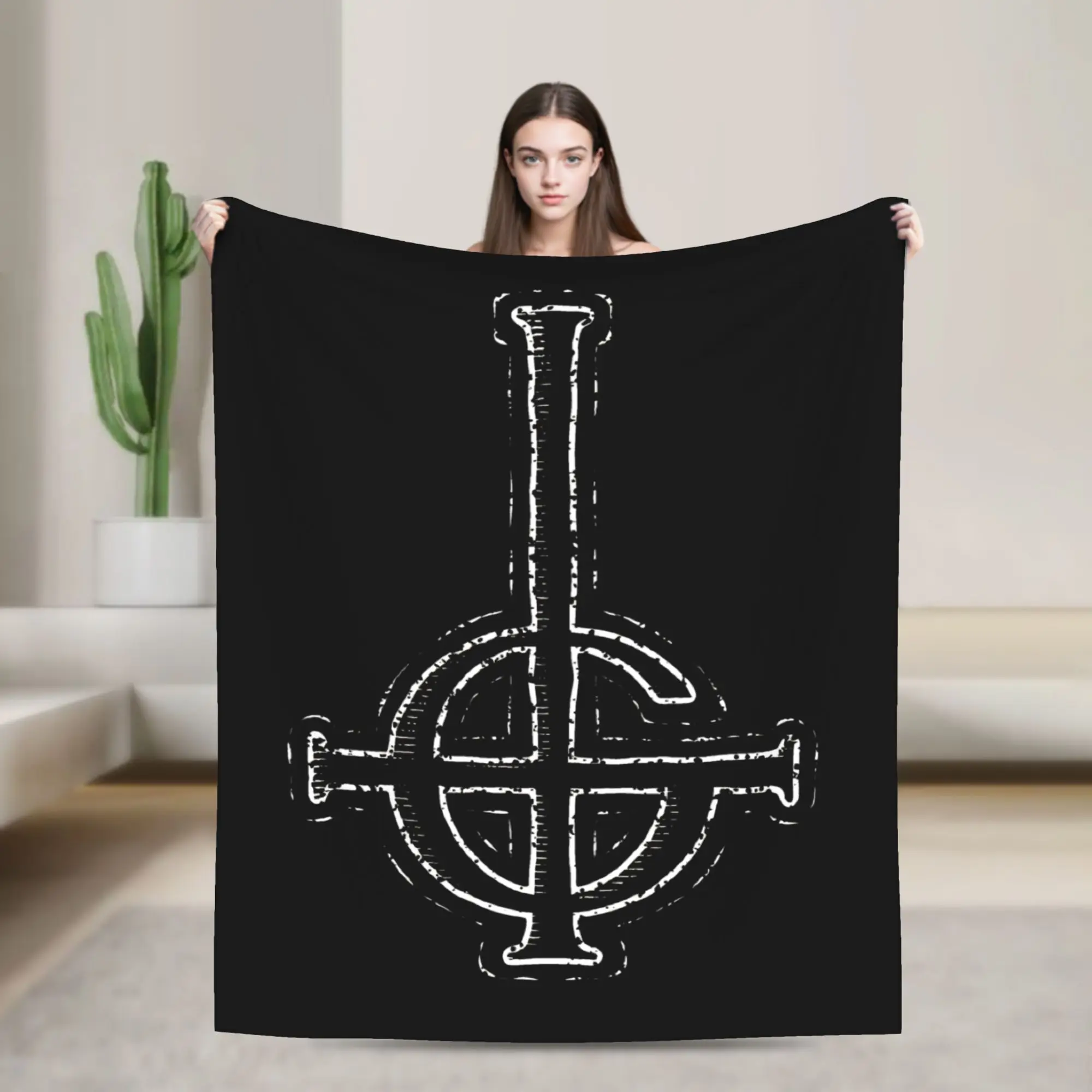 

Ghost Band Logo Symbol Blankets Fleece Decoration Multi-function Lightweight Thin Throw Blankets for Sofa Bedroom Bedspreads