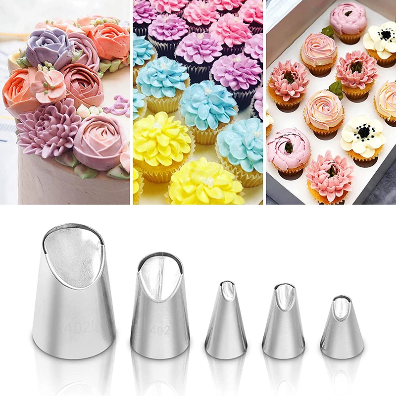 

5pc/set Chrysanthemum Nozzle Icing Piping Pastry Nozzles Kitchen Gadget Baking Accessories Making Cake Cakecup Decorating Tools