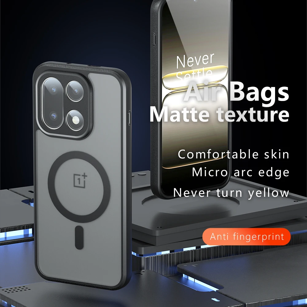 حافظة شحن لاسلكية مغناطيسية لهاتف Oneplus 15 Magsafe لهاتف Oneplus 15 5G غطاء خلفي غير لامع مقاوم للصدمات