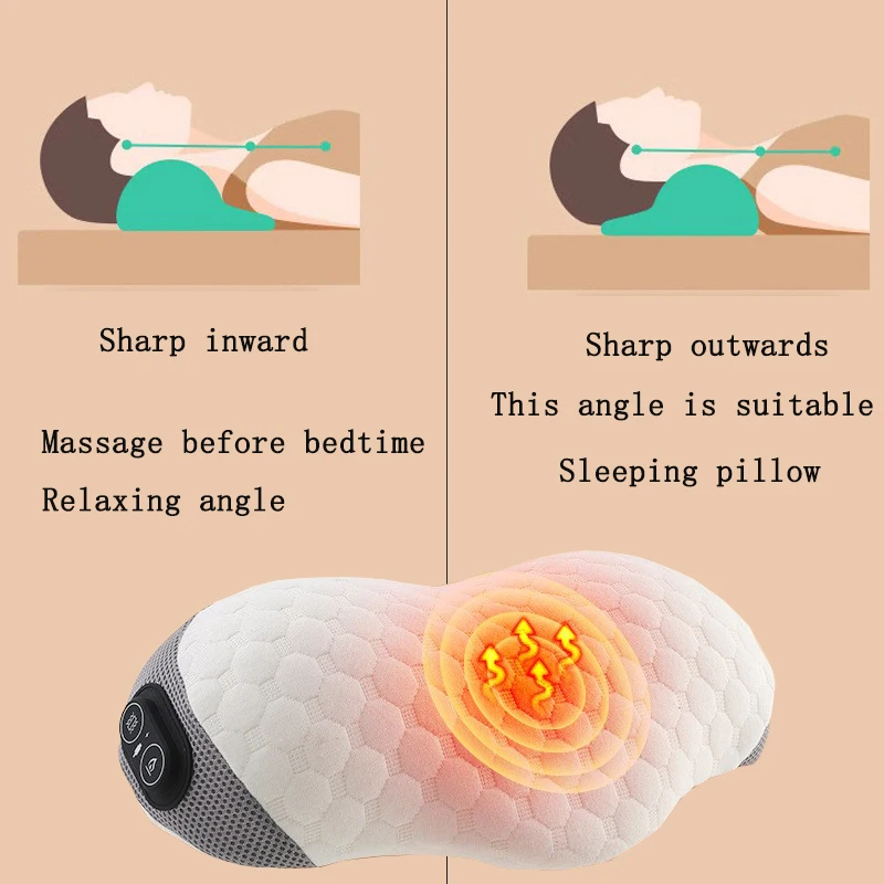 

135 ° Traction and Stretching Massage Electric Memory Sponge Massage Pillow Neck Relief with Heat and Vibration Hot Compress