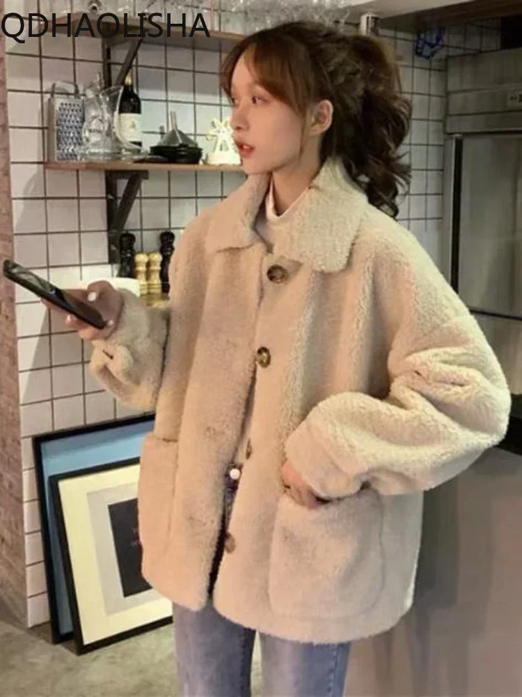 Women\'s Coat 2023 New in Autumn Winter Thickened Cardigan Jacket Fashionable Versatile Retro Korean Version Loose Plush Coat