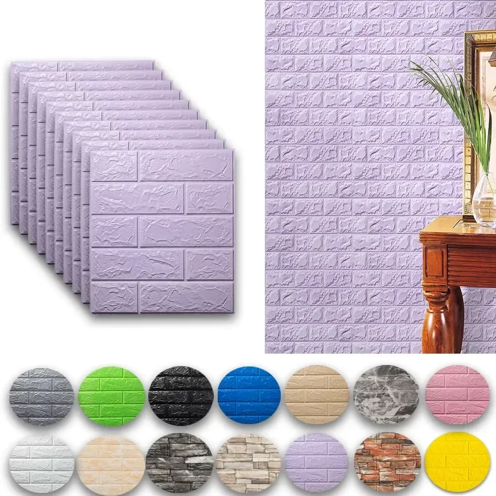 

Self-Adhesive PVC Thickened Wallpaper 3D Foam Waterproof Wall Stickers for Living Room Bedroom Bathroom Kitchen Background