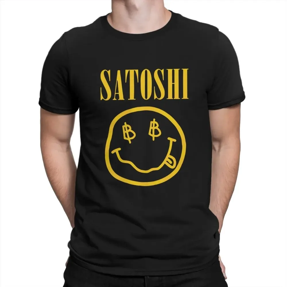 Blockchain Bitcoin Satoshi Yellow Funny Tshirt Graphic Men Tops Vintage Fashion Summer Polyester Short Sleeve Harajuku T Shirt