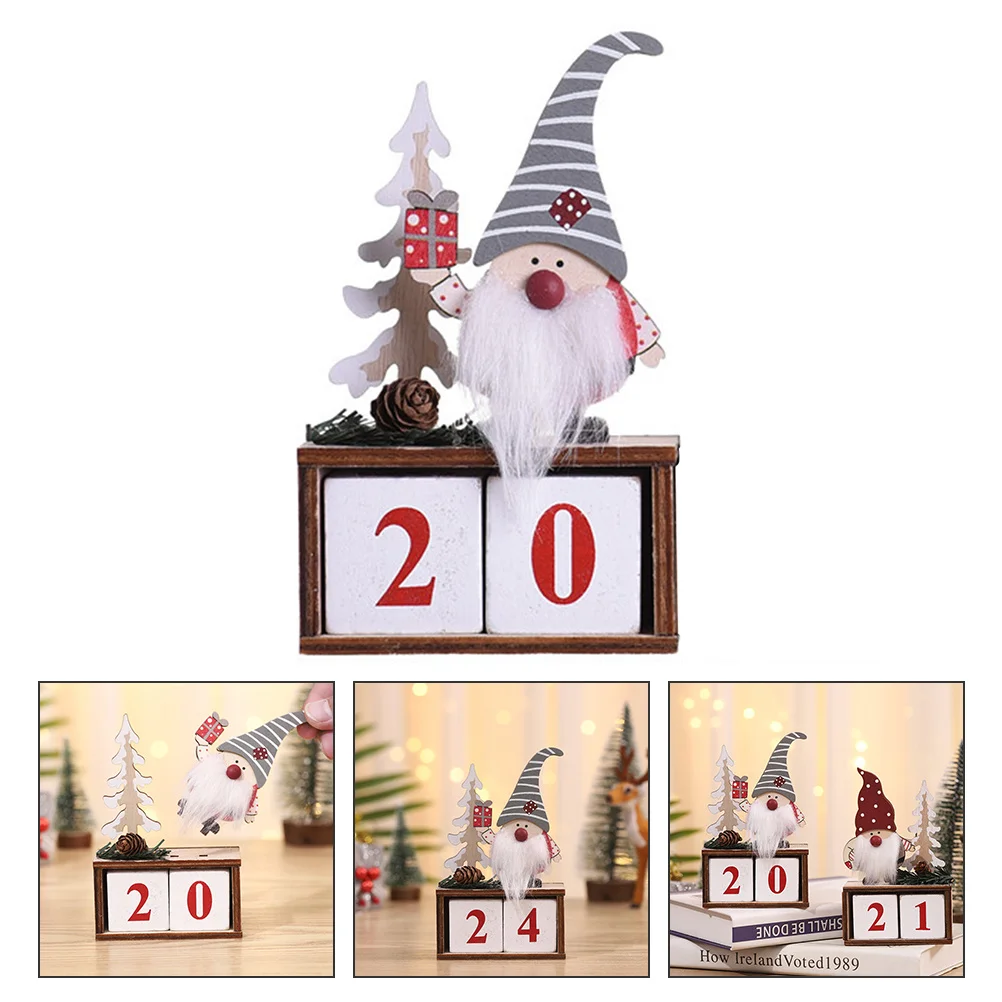 

1Set Perpetual Wooden Block Calendar Christmas Desktop Month Date Display Tabletop Xmas Decoration Xmas Wood Calendar