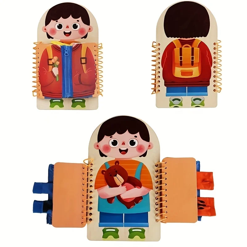 Wooden Multilayer Busy Board Montessori Early Education Kindergarten Practice Dressing Hands-on Skills Cognitive Tools