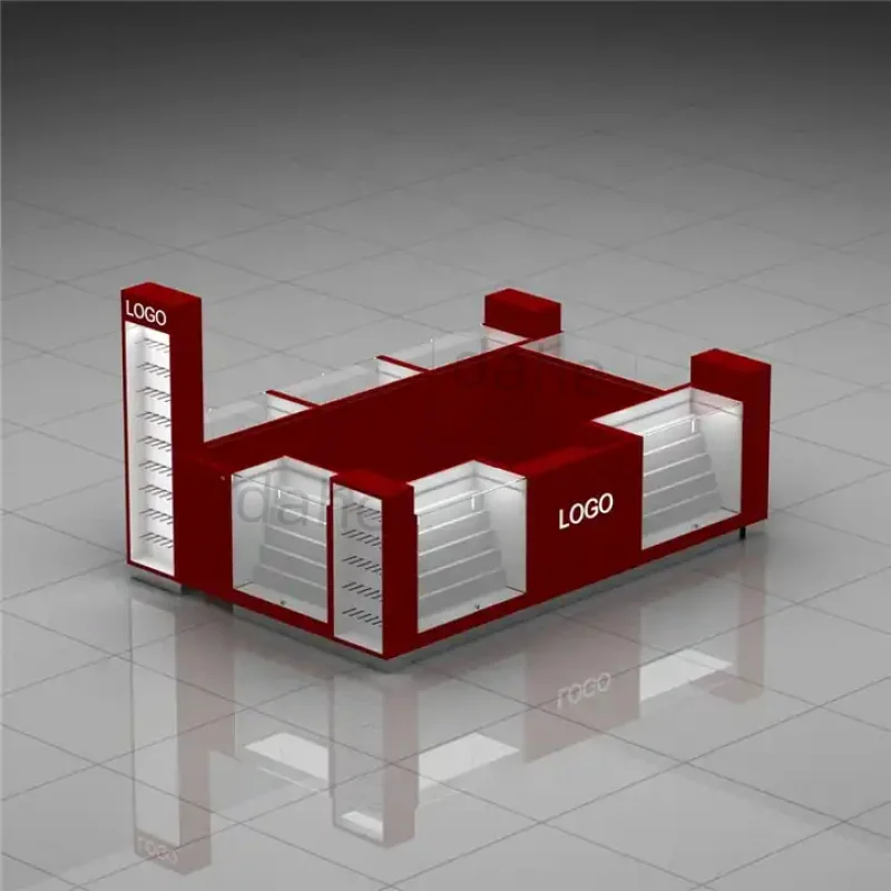custom.Factory Custom Mobile Phone Showcase with Lights Cellphone Repair Counter Display Modern Cell Phone Kiosk Sale
