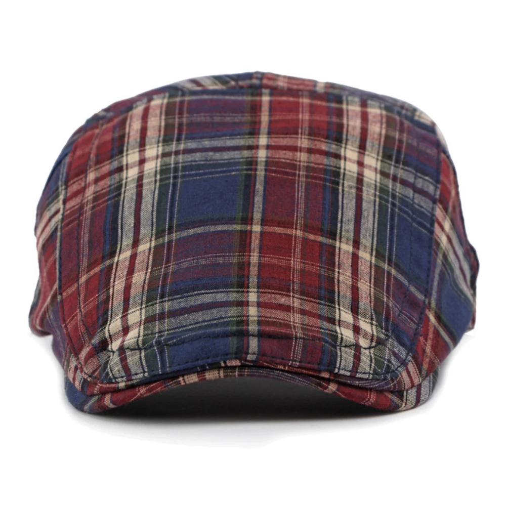 HT4376 Berets Men Women Vintage Plaid Beret Cap Male Female Adjustable Flat Cap Retro Spring Summer Cap Beret Hats for Men Women